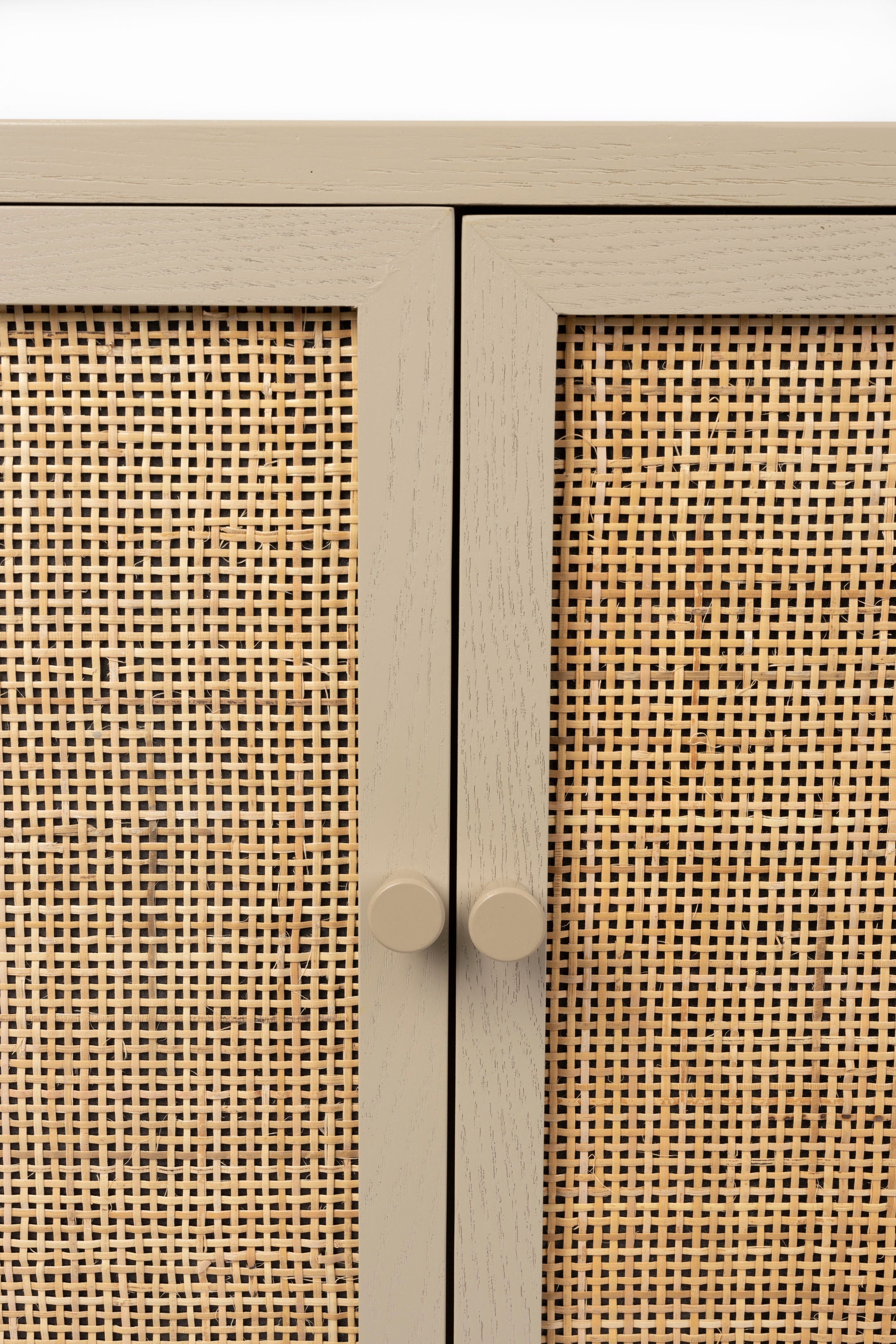 Amaya Beige Wood & Natural Rattan TV Unit